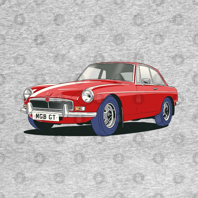 MGB GT Vintage Car in Flame Red by Webazoot